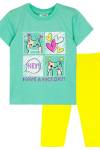 Комплект для девочки (футболка_бриджи) 41134 (Ментол/желтый) - Лазар-Текс