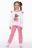 Пижама для девочки Мопс арт. ПД-016-032 (Крем/розовая клетка) (Фото 1)