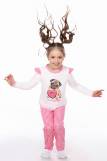 Пижама для девочки Мопс арт. ПД-016-032 (Крем/розовая клетка) (Фото 3)