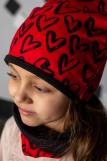 Комплект Сердца-красный (шапка_снуд) детский (Красный) (Фото 1)