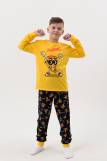 Пижама Пицца детская длинный рукав с брюками (Желтый-т.синий) (Фото 1)