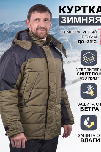 Куртка мужская зимняя с капюшоном (Хаки) - Лазар-Текс