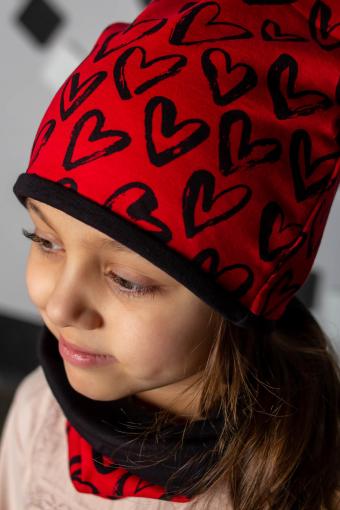 Комплект Сердца-красный (шапка_снуд) детский (Красный) - Лазар-Текс