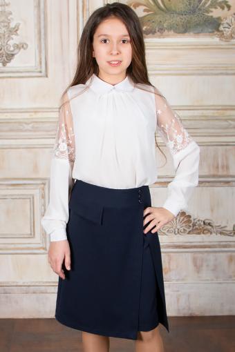 Блузка для девочки длинный рукав SP004 (Кремовый) - Лазар-Текс
