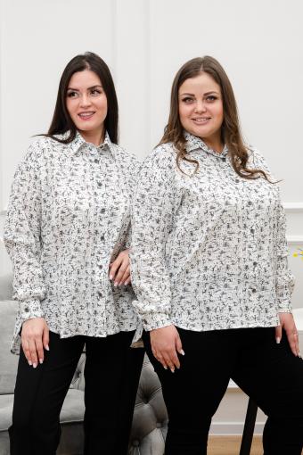 Рубашка LenaLineN арт. 02-001-22 (Белый/серый) - Лазар-Текс