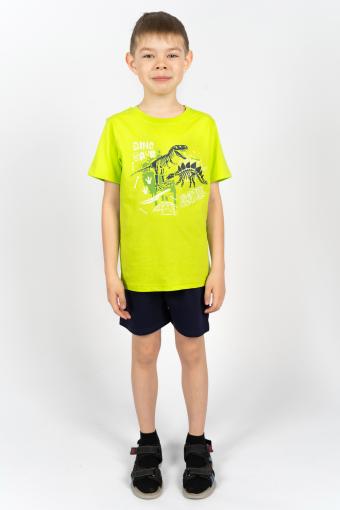 Комплект для мальчика 4291 (футболка _ шорты) (Салатовый/т.синий) - Лазар-Текс