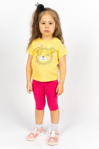 Комплект для девочки 41100 (футболка-бриджи) (С.желтый/розовый) - Лазар-Текс