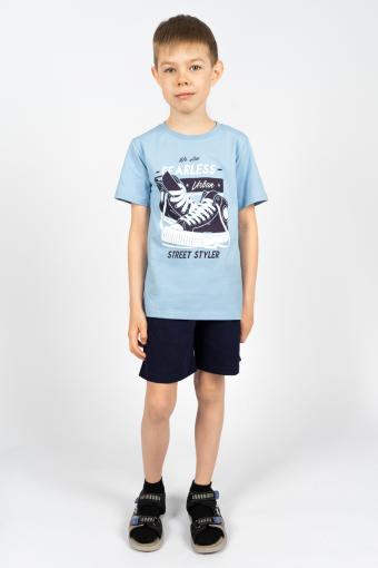 Комплект для мальчика 4293 (футболка _ шорты) (Я.голубой/т.серый) - Лазар-Текс