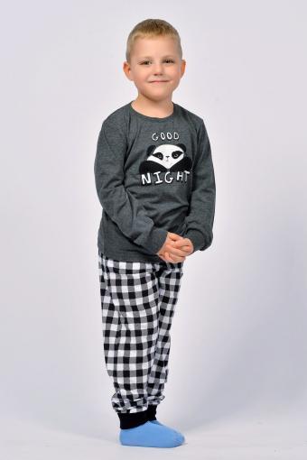 Пижама для мальчика 92207 (Темно-серый меланж/черная клетка) - Лазар-Текс