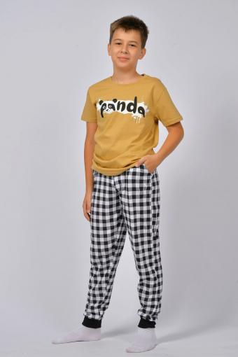 Пижама для мальчика 92212 (Песочный/черная клетка) - Лазар-Текс