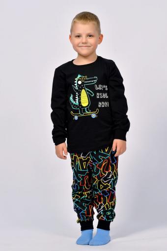 Пижама для мальчика 92209 (Черный/цветные буквы) - Лазар-Текс