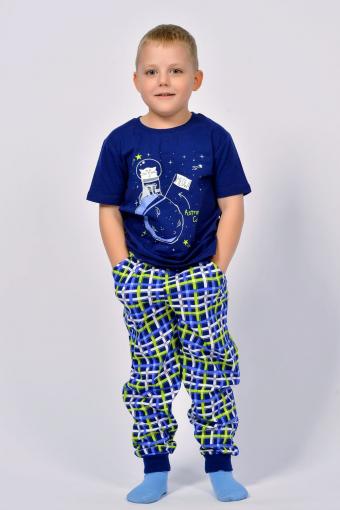 Пижама для мальчика 92210 (Темно-синий/синяя клетка) - Лазар-Текс