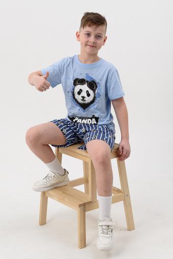 Пижама Медведь детская короткий рукав с шортами (Голубой) (Фото 2)