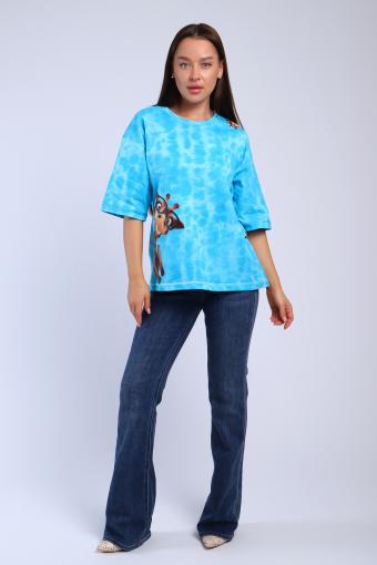 футболка женская 74262 (Батик бирюза) (Фото 2)