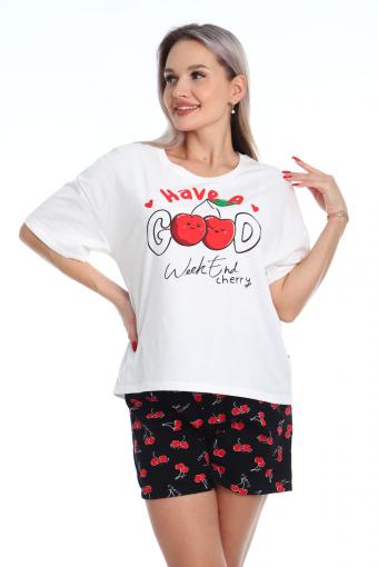 Пижама с шортами Очарование 0к-056к (Белый/красный) - Лазар-Текс